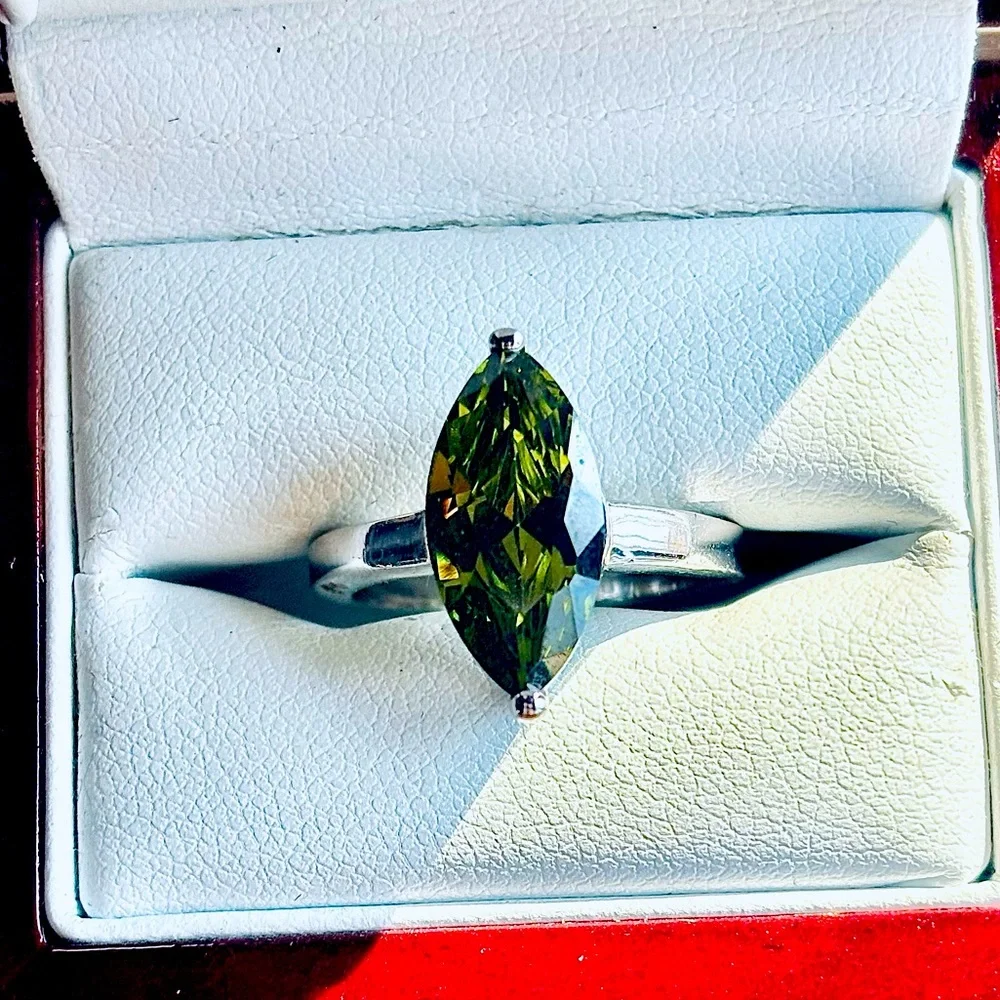 Lia Sophia Silver Green Marquise Ring